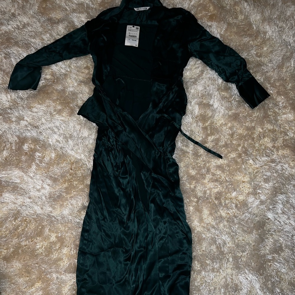 Green wrap dress